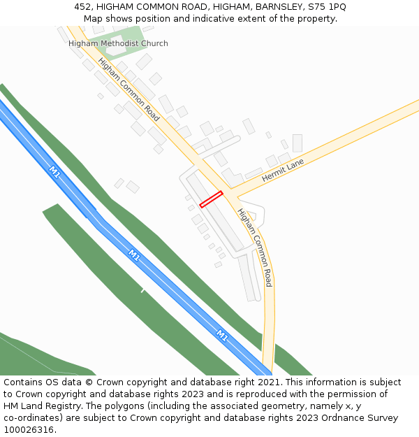 452, HIGHAM COMMON ROAD, HIGHAM, BARNSLEY, S75 1PQ: Location map and indicative extent of plot