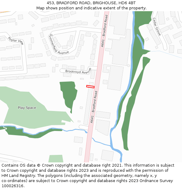 453, BRADFORD ROAD, BRIGHOUSE, HD6 4BT: Location map and indicative extent of plot