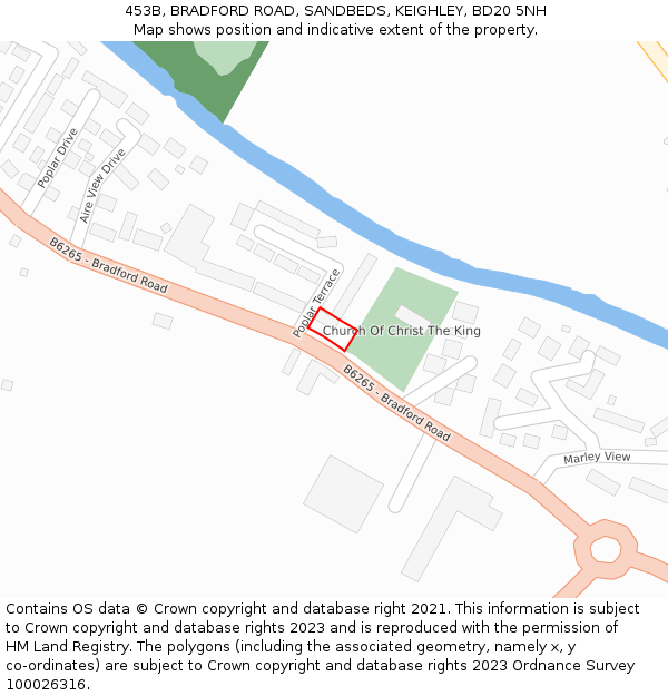 453B, BRADFORD ROAD, SANDBEDS, KEIGHLEY, BD20 5NH: Location map and indicative extent of plot