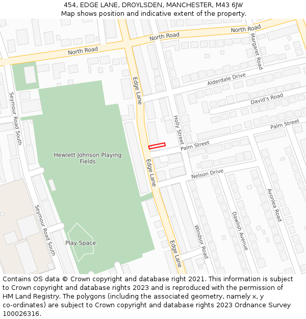 454, EDGE LANE, DROYLSDEN, MANCHESTER, M43 6JW: Location map and indicative extent of plot