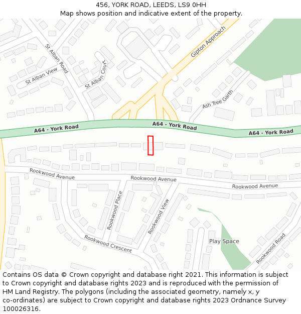 456, YORK ROAD, LEEDS, LS9 0HH: Location map and indicative extent of plot