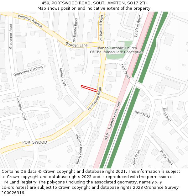 459, PORTSWOOD ROAD, SOUTHAMPTON, SO17 2TH: Location map and indicative extent of plot