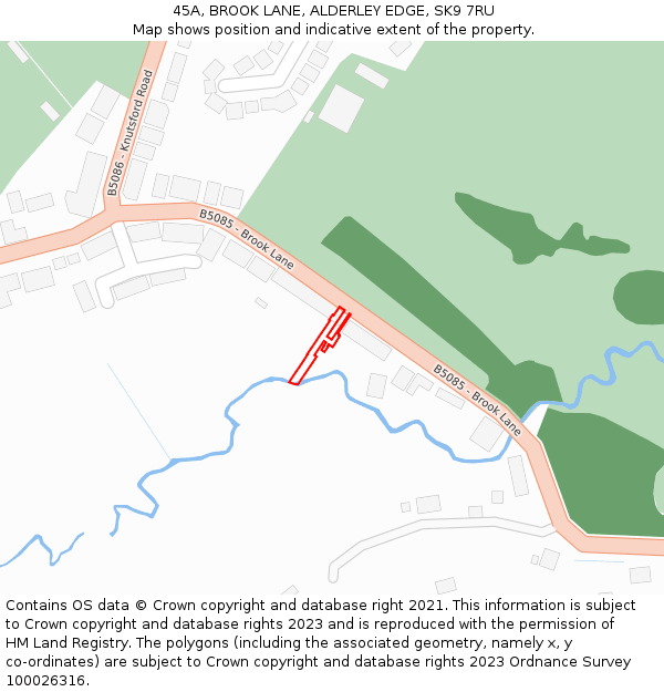 45A, BROOK LANE, ALDERLEY EDGE, SK9 7RU: Location map and indicative extent of plot