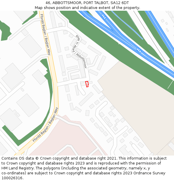 46, ABBOTTSMOOR, PORT TALBOT, SA12 6DT: Location map and indicative extent of plot