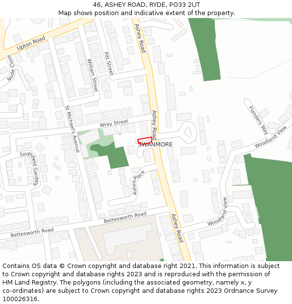 46, ASHEY ROAD, RYDE, PO33 2UT: Location map and indicative extent of plot