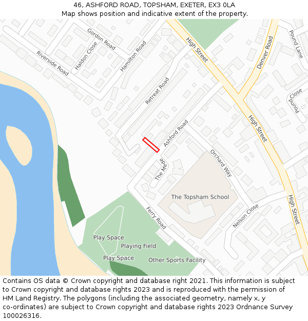 46, ASHFORD ROAD, TOPSHAM, EXETER, EX3 0LA: Location map and indicative extent of plot