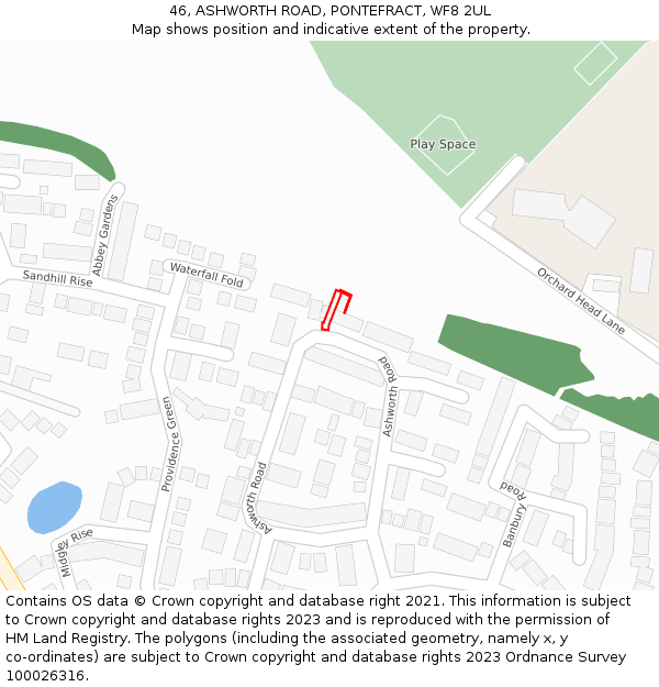 46, ASHWORTH ROAD, PONTEFRACT, WF8 2UL: Location map and indicative extent of plot