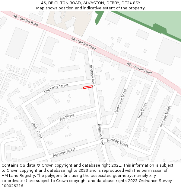 46, BRIGHTON ROAD, ALVASTON, DERBY, DE24 8SY: Location map and indicative extent of plot