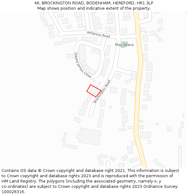 46, BROCKINGTON ROAD, BODENHAM, HEREFORD, HR1 3LP: Location map and indicative extent of plot