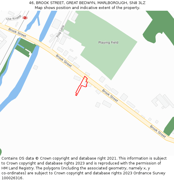 46, BROOK STREET, GREAT BEDWYN, MARLBOROUGH, SN8 3LZ: Location map and indicative extent of plot