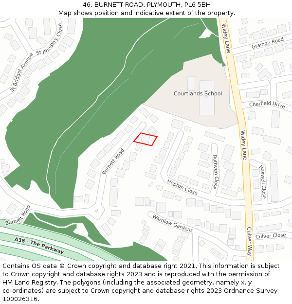 46, BURNETT ROAD, PLYMOUTH, PL6 5BH: Location map and indicative extent of plot