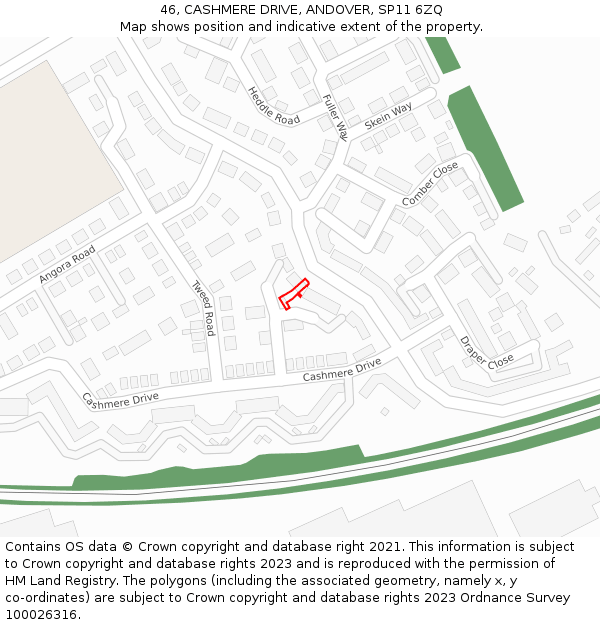 46, CASHMERE DRIVE, ANDOVER, SP11 6ZQ: Location map and indicative extent of plot