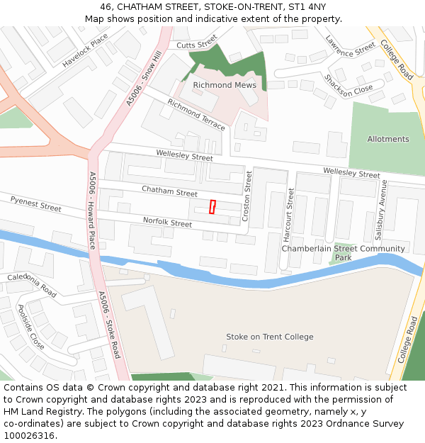 46, CHATHAM STREET, STOKE-ON-TRENT, ST1 4NY: Location map and indicative extent of plot