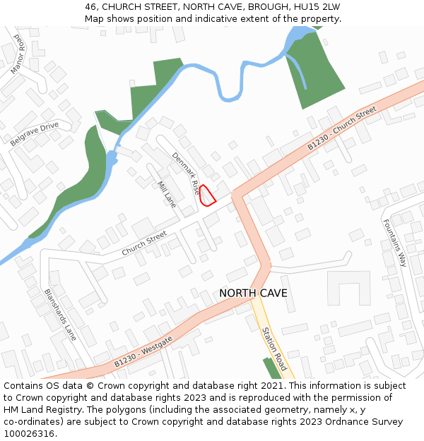 46, CHURCH STREET, NORTH CAVE, BROUGH, HU15 2LW: Location map and indicative extent of plot