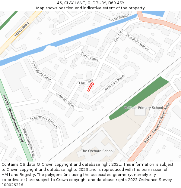 46, CLAY LANE, OLDBURY, B69 4SY: Location map and indicative extent of plot