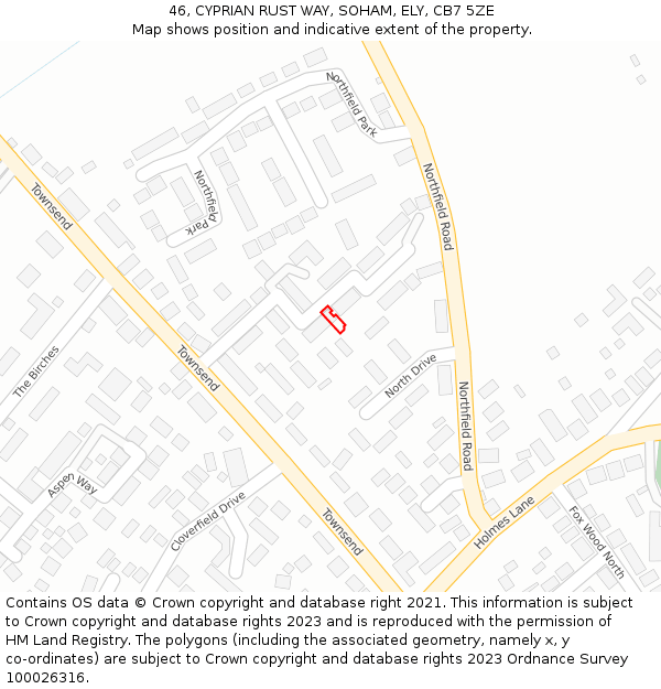 46, CYPRIAN RUST WAY, SOHAM, ELY, CB7 5ZE: Location map and indicative extent of plot
