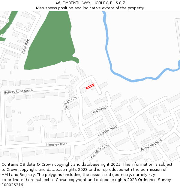 46, DARENTH WAY, HORLEY, RH6 8JZ: Location map and indicative extent of plot