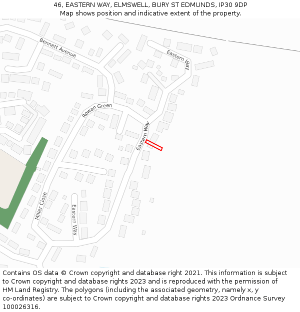 46, EASTERN WAY, ELMSWELL, BURY ST EDMUNDS, IP30 9DP: Location map and indicative extent of plot