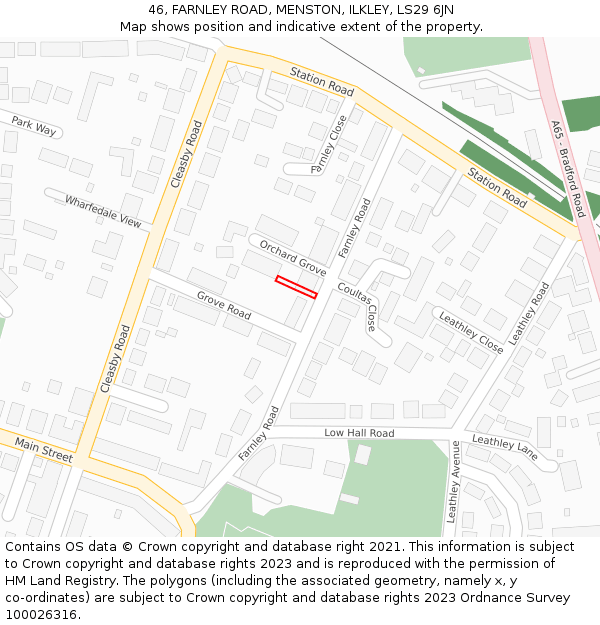 46, FARNLEY ROAD, MENSTON, ILKLEY, LS29 6JN: Location map and indicative extent of plot