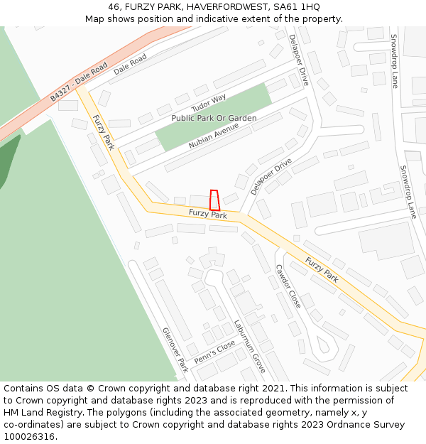 46, FURZY PARK, HAVERFORDWEST, SA61 1HQ: Location map and indicative extent of plot
