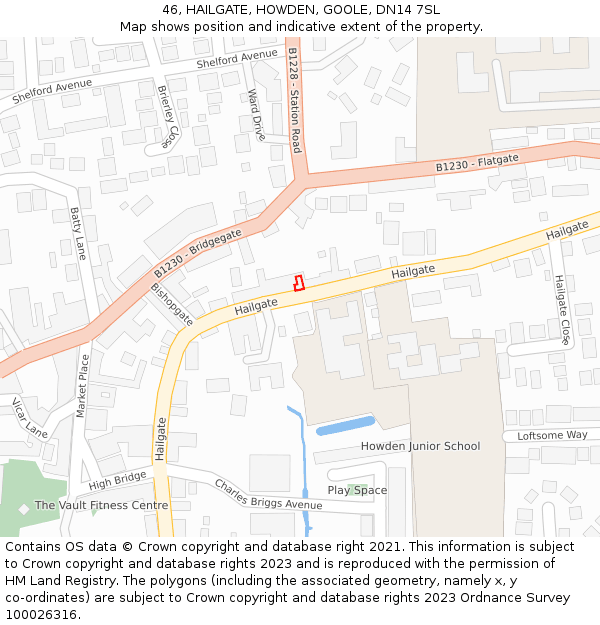 46, HAILGATE, HOWDEN, GOOLE, DN14 7SL: Location map and indicative extent of plot