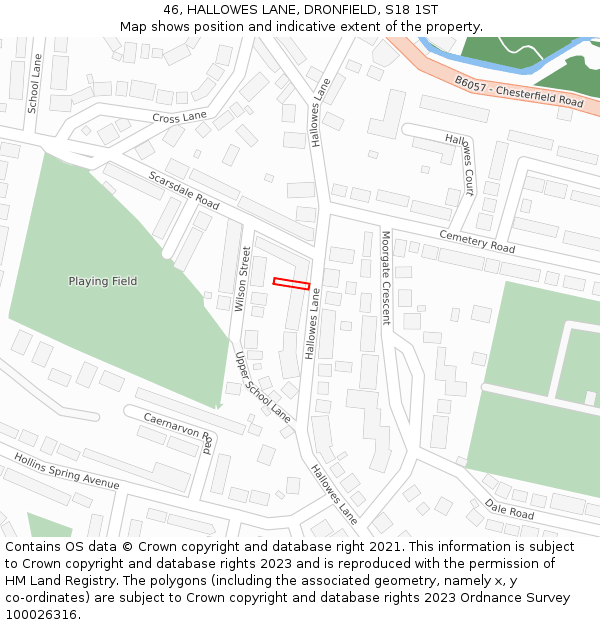 46, HALLOWES LANE, DRONFIELD, S18 1ST: Location map and indicative extent of plot