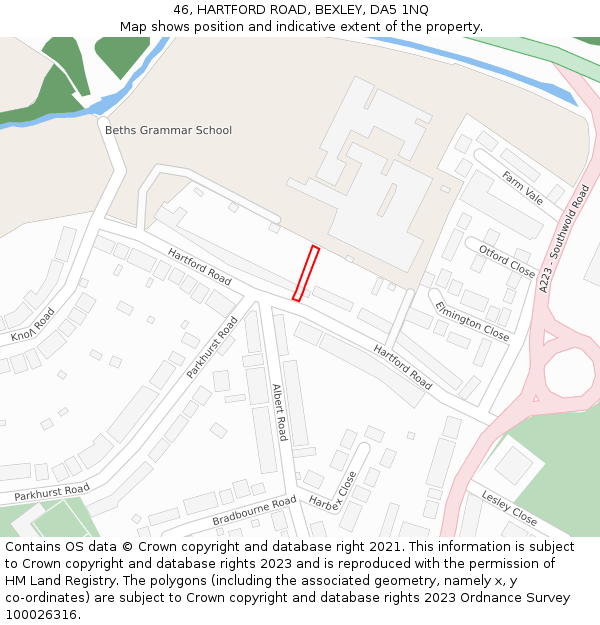 46, HARTFORD ROAD, BEXLEY, DA5 1NQ: Location map and indicative extent of plot