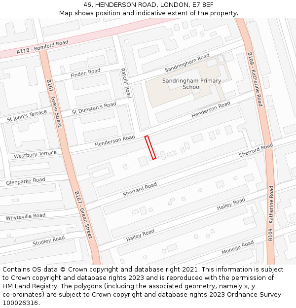 46, HENDERSON ROAD, LONDON, E7 8EF: Location map and indicative extent of plot