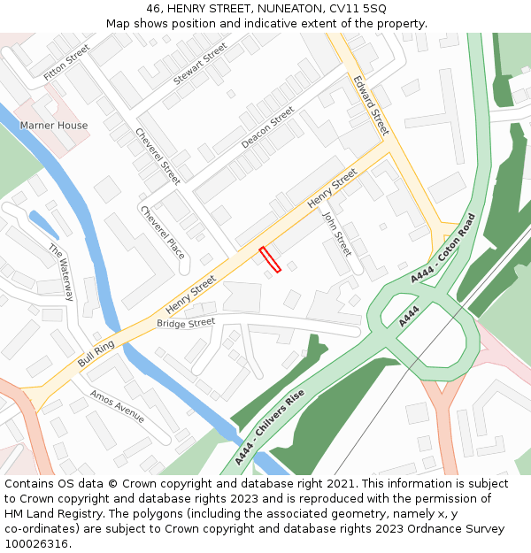 46, HENRY STREET, NUNEATON, CV11 5SQ: Location map and indicative extent of plot