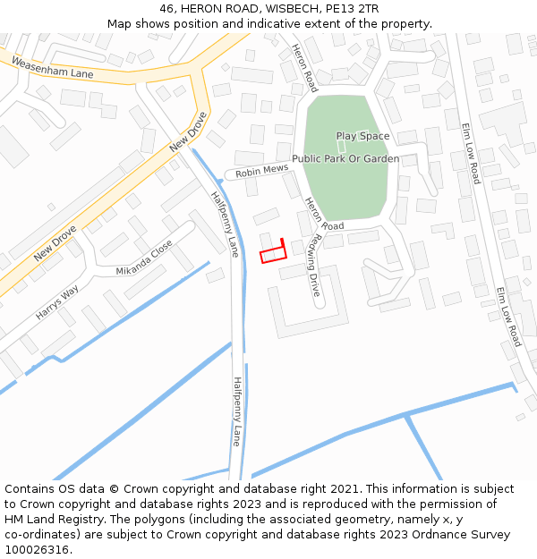 46, HERON ROAD, WISBECH, PE13 2TR: Location map and indicative extent of plot