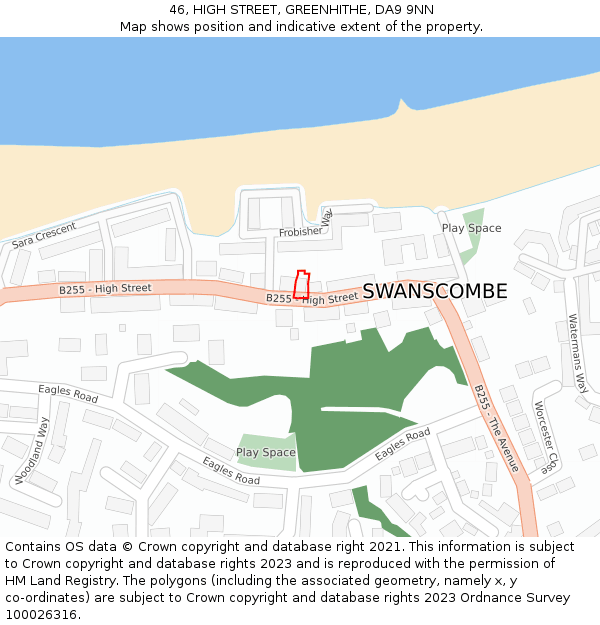 46, HIGH STREET, GREENHITHE, DA9 9NN: Location map and indicative extent of plot