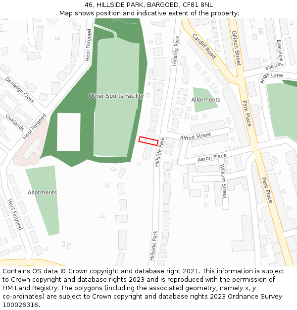 46, HILLSIDE PARK, BARGOED, CF81 8NL: Location map and indicative extent of plot