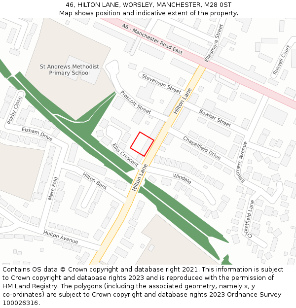 46, HILTON LANE, WORSLEY, MANCHESTER, M28 0ST: Location map and indicative extent of plot
