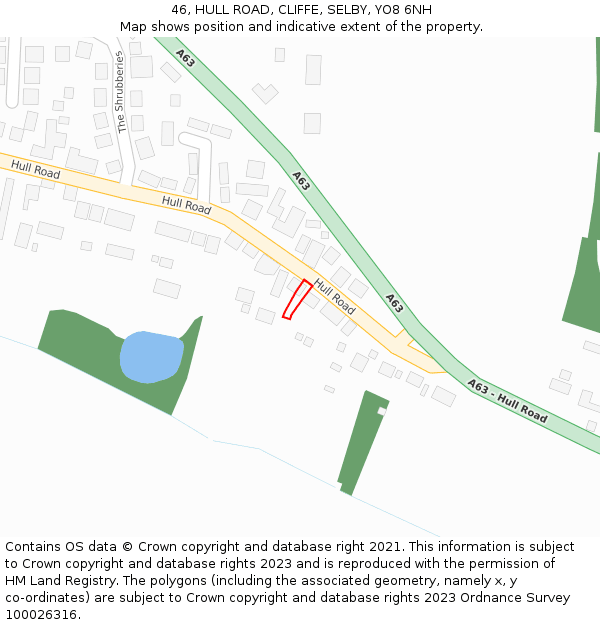 46, HULL ROAD, CLIFFE, SELBY, YO8 6NH: Location map and indicative extent of plot