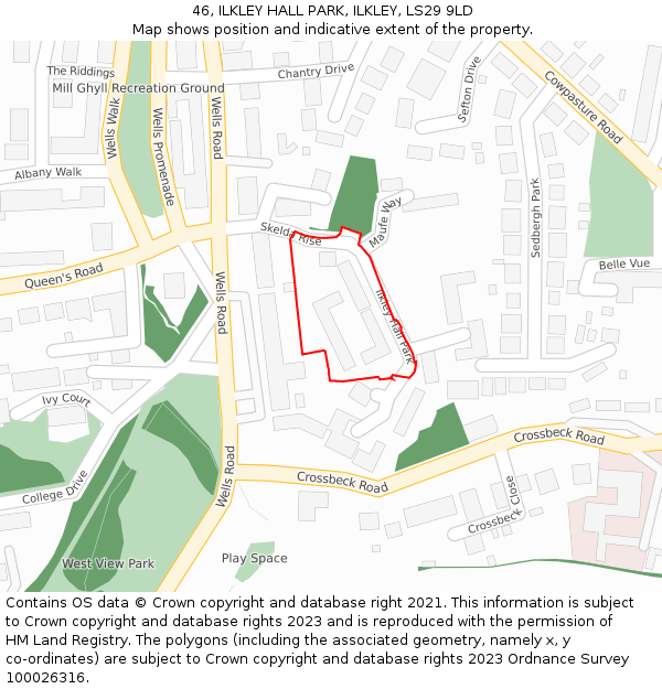 46, ILKLEY HALL PARK, ILKLEY, LS29 9LD: Location map and indicative extent of plot