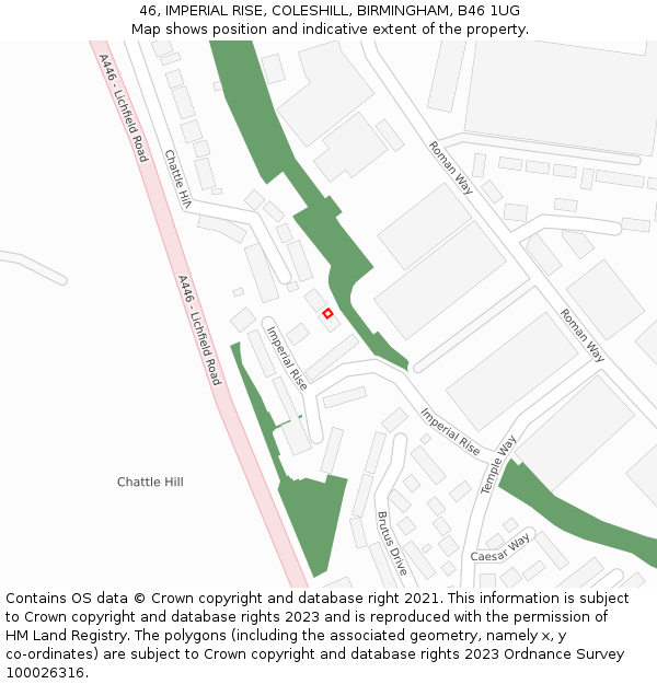 46, IMPERIAL RISE, COLESHILL, BIRMINGHAM, B46 1UG: Location map and indicative extent of plot