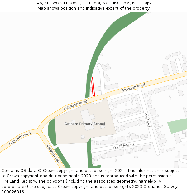 46, KEGWORTH ROAD, GOTHAM, NOTTINGHAM, NG11 0JS: Location map and indicative extent of plot