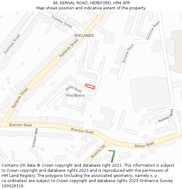 46, KERNAL ROAD, HEREFORD, HR4 0PR: Location map and indicative extent of plot