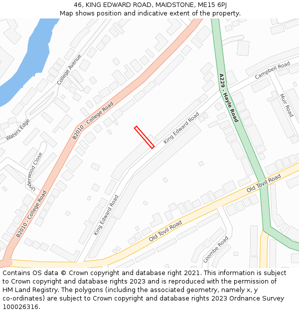 46, KING EDWARD ROAD, MAIDSTONE, ME15 6PJ: Location map and indicative extent of plot