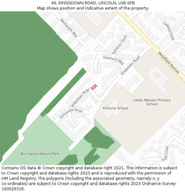 46, KINGSDOWN ROAD, LINCOLN, LN6 0FB: Location map and indicative extent of plot