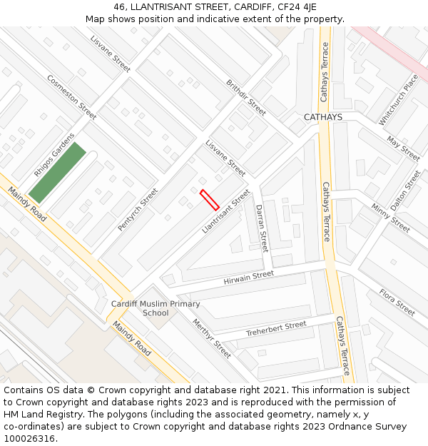 46, LLANTRISANT STREET, CARDIFF, CF24 4JE: Location map and indicative extent of plot