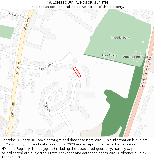 46, LONGBOURN, WINDSOR, SL4 3TN: Location map and indicative extent of plot