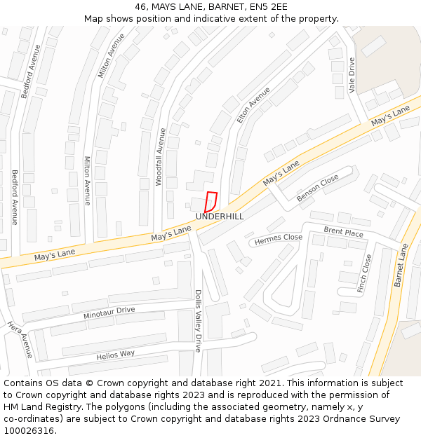 46, MAYS LANE, BARNET, EN5 2EE: Location map and indicative extent of plot