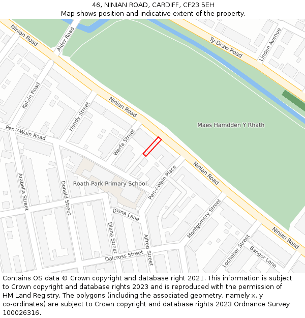 46, NINIAN ROAD, CARDIFF, CF23 5EH: Location map and indicative extent of plot