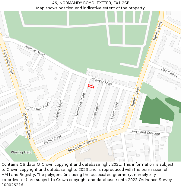 46, NORMANDY ROAD, EXETER, EX1 2SR: Location map and indicative extent of plot