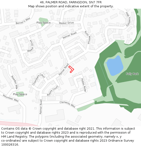 46, PALMER ROAD, FARINGDON, SN7 7FR: Location map and indicative extent of plot