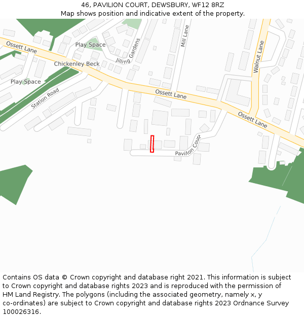 46, PAVILION COURT, DEWSBURY, WF12 8RZ: Location map and indicative extent of plot