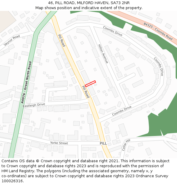46, PILL ROAD, MILFORD HAVEN, SA73 2NR: Location map and indicative extent of plot