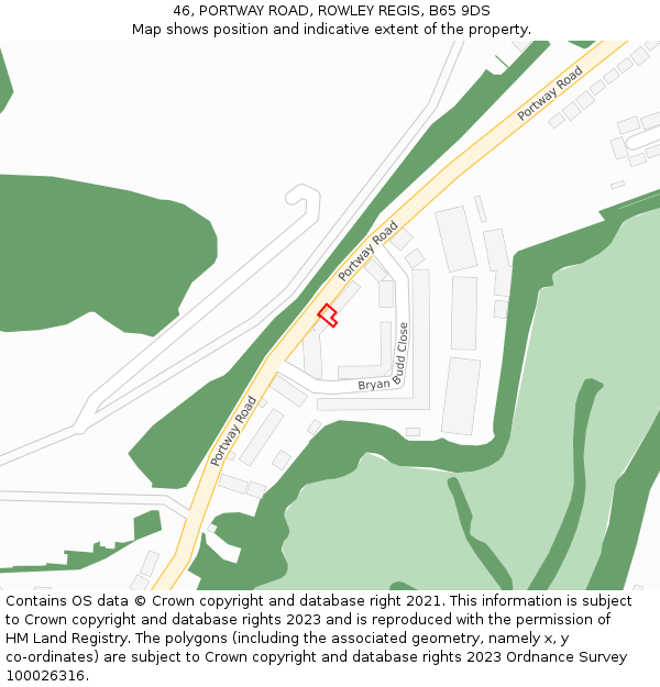 46, PORTWAY ROAD, ROWLEY REGIS, B65 9DS: Location map and indicative extent of plot
