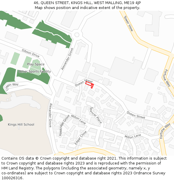 46, QUEEN STREET, KINGS HILL, WEST MALLING, ME19 4JP: Location map and indicative extent of plot